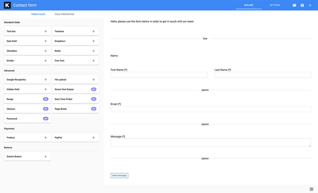 Customizing a contact form with Kali Forms