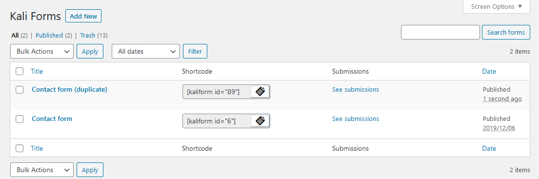 Form with duplicate