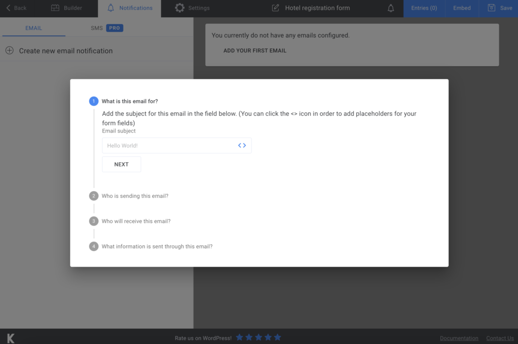 hotel registration form