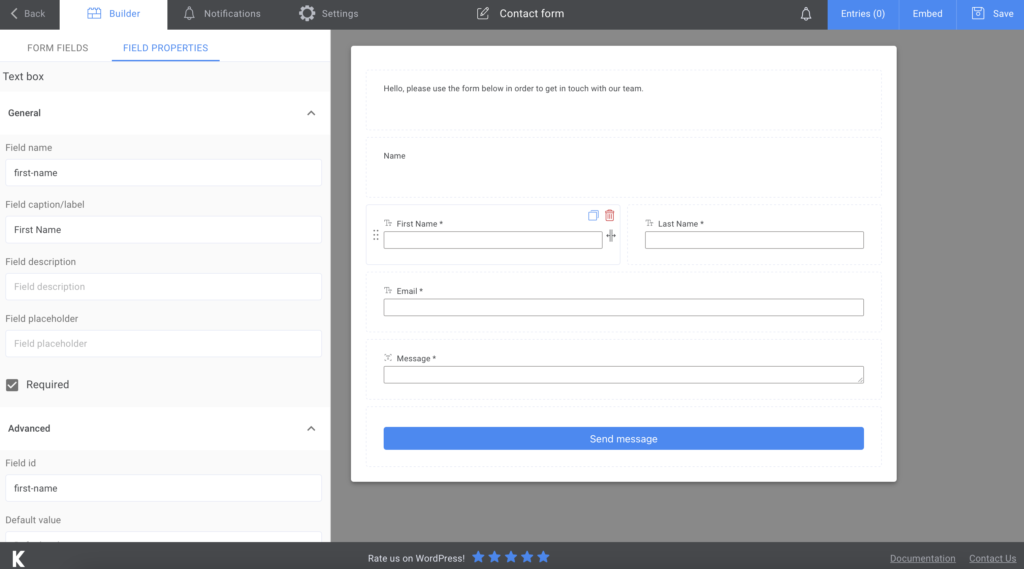 Customize the contact form