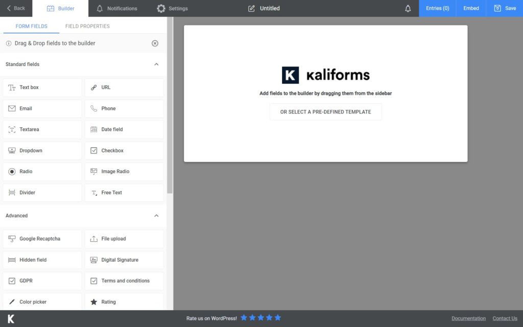 Kali Forms interface